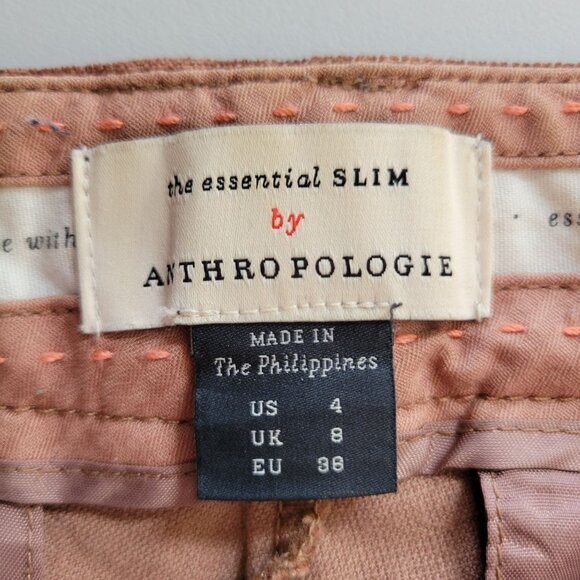 Anthropologie The Essential Slim Velvet Pants Bronze Brown Size 4 - Picture 11 of 14